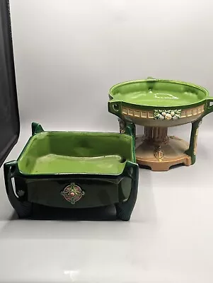 Eichwald Sucessionist Majolica Comport & Planter - Bohemian Art Nouveau Signed • £185