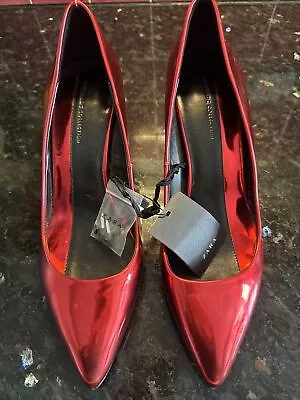 ZARA Red Metallic Court  Shoes Size 7 EUR 40 New With Tags • £19.99