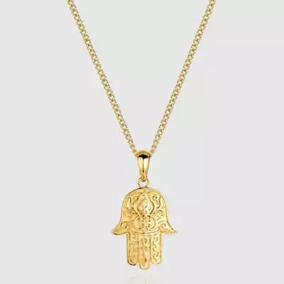 Gold Hamsa Hand Pendant Necklace • £10