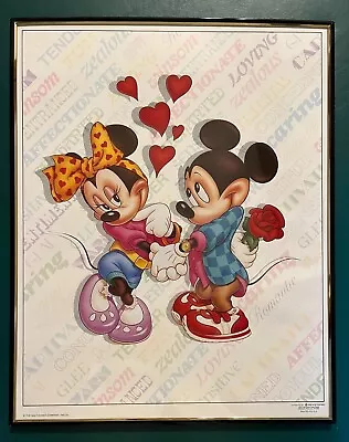 Vintge Mickey & Minnie Mouse Walt Disney Productions Framed Wall Art Decor 20x16 • $19.99