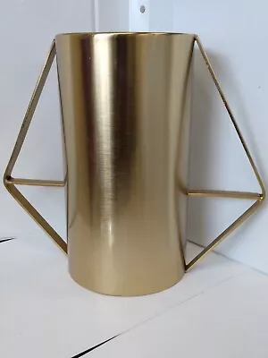 Nate Berkus Gold Tone Double Handle Vase 9.25  Tall Metal Wear  • $18.99