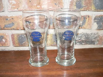 Lot Of 2 Vintage Pabst Blue Ribbon Beer Pilsner Drinking Glasses~Excellent Cond. • $14.95