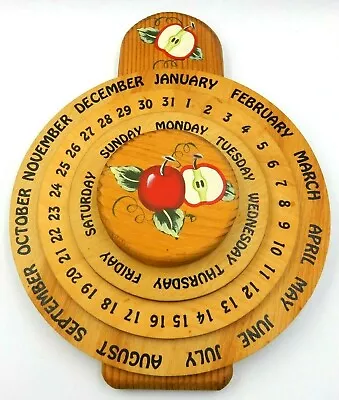 Vintage Apple Design Wall Hanging Wooden Perpetual Calendar • $44.95