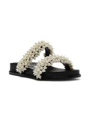 $117.99 • Buy Alexandre Birman Constnza Sandals Pearls Black White Womens Slip On