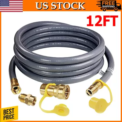 3/8 Inch ID Natural Gas Hose 12FT W/Quick Connect Fitting Kit BBQ Grill Heater • $35.99