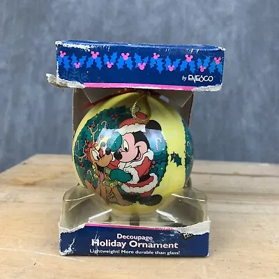 VTG Vintage Mickey Mouse Pluto Rain Deer Christmas Ornament Disney ENESCO Tree • $4.80