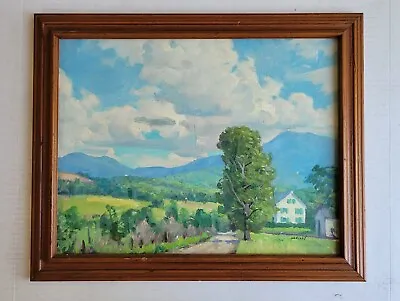 Ben Marcune PA/CA Vintage Bucks County Regionalist Landscape Houses Oil Painting • $665