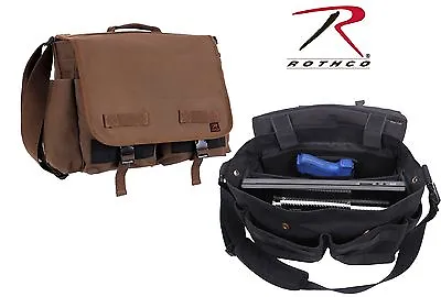 $35.99 • Buy Black Or Brown Concealed Carry Messenger Bag - Rothco Undercover CCW Canvas Bags