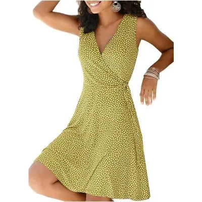 $21.11 • Buy Women's Summer Sleeveless V-Neck Printed Lace-Up Dress Casual Holiday Sundress