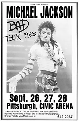 Michael Jackson Bad Tour 1988 Pittsburgh PA Concert Poster Replica🔥CLEARANCE🔥 • $2.29