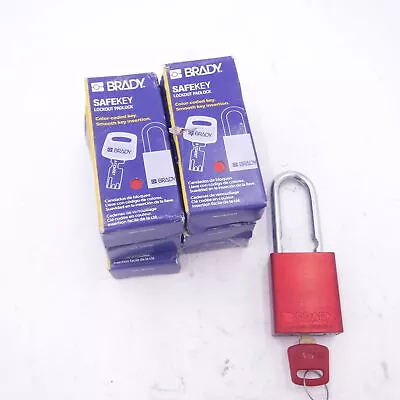 6 Pack Brady Safekey Aluminum Red Padlocks Keyed Alike ALU-RED-38ST-KA6PK • $75.99