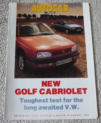 $2.43 • Buy 1993 VW GOLF CABRIOLET  V ASTRA CONVERTIBLE - AUTOCAR MOTOR ROAD TEST       A376