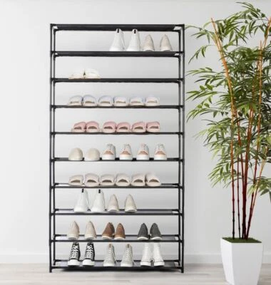 $28.99 • Buy 50 Pairs 10 Tier Design Shoe Rack Metal Shelf Holder Stackable - Black