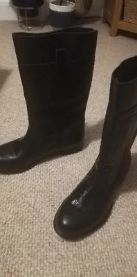 £50 • Buy Ladies Red Herring Mid Calf Leather Black Boots Size 7