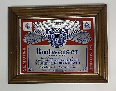 Vintage Budweiser Anheuser-Busch Mirror Bar Sign Man Cave 14x11 • $49.69