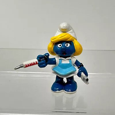 Smurfs Nurse Smurfette Figure With Shot Vintage Schleich Doctor • $7.99