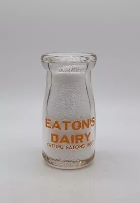 Eaton's Dairy 1/4 Pint Gill Milk Bottle Allegany New York Orange Pyro Cow • $19.99