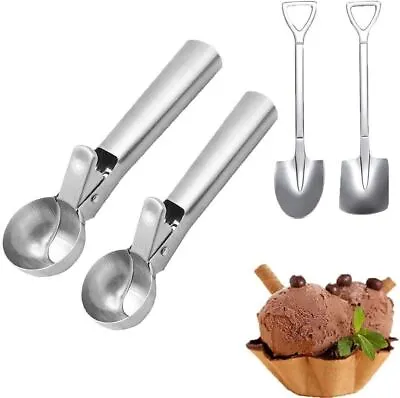 2 PACK Ice Cream Scoop Ice Cream Scooper With Release Cupcake Scoop Stainless • £4.99