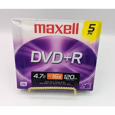 Maxell DVD+R 16X 4.7GB BLANK MEDIA DISCS 5-PACK SET BRAND NEW & SEALED DVD • $9.34