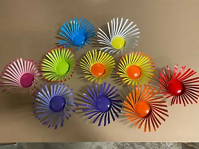 Qty 10 All Metal Hanging Flower For Use On Fence Or Garden Outdoor Yard Art • $45