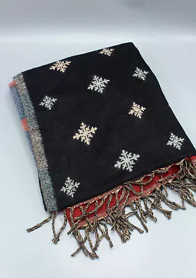 Black Snowflake Design Multi Color Large Yak Wool Shawl • $42