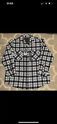 Mens Anchorage Brawny Flannel Shirt Black & White Plaid XXL 100% Cotton New • $29.99