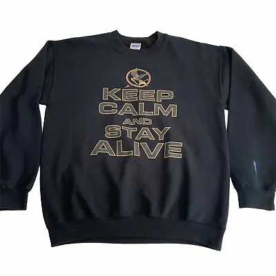 $19.03 • Buy Hunger Games Sweatshirt Size Medium Keep Calm Stay Alive  Pullover Crewneck