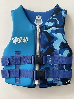 Speedo Youth Blue / Camo Life Vest 50 - 90 Lbs 303Y Zipper Clasp Buckle Closure • $17.95