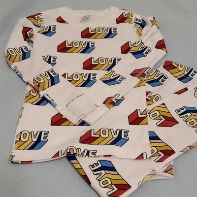 Hanna Andersson 2 Piece Pajamas Organic Cotton 6-7 LOVE • $28.99