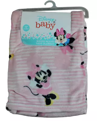 Disney Baby Minnie Mouse Fleece Pink White Striped Dot Infant Girls Blanket NWT • $21.21