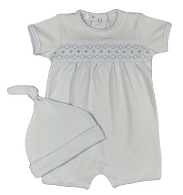 £8 • Buy Baby Boy Smocked Romper Hat Spanish Style BLUE