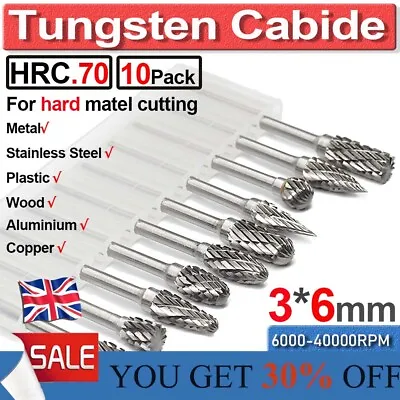 £13.33 • Buy Carbide Burr Die Grinding Shank Tungsten Rotary Drill Set Metal Carving Bit Tool