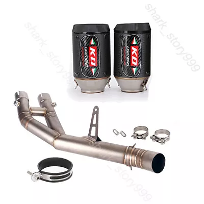 For Yamaha YZF R1 2015-2023 MT-10 Mid Exhaust Link Pipe 60mm Muffler Tips System • $227