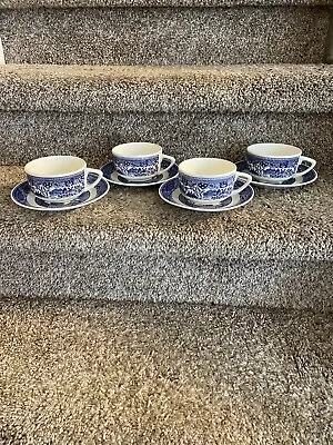 4 SETS Cups & Saucers Vintage 1960's Royal China USA Blue Willow Ware -Stoneware • $39.99