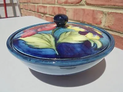 Antique Vintage Moorcroft Pottery England Hibiscus Covered Candy Bowl 6 3/8  • $109.99