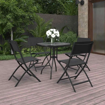 $269.99 • Buy VidaXL Outdoor Dining Set 5 Piece Steel Patio Garden Table And Chair Furniture