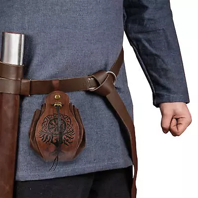 PU Leather Medieval Vintage Bag Viking Style Hangable Belt Coin Pouch Waist Bag • $13.53