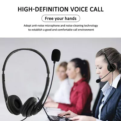 £9.99 • Buy USB Computer Headset Wired Over Ear Headphones For Call Center PC Laptop Skype