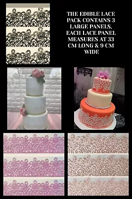 Edible Sugar Large Laces Cake Birthday Anniversary Engagement Wedding Babyshower • $20.13