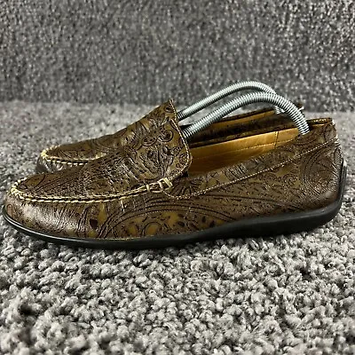 Martin Dingman Leather Paisley Loafers Mens 9 Slip On Casual Dress Shoe Brazil • $55.21