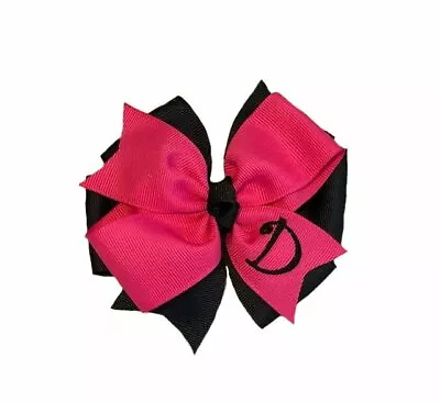 Dark Pink And Black Monogram Hair Bow • $7