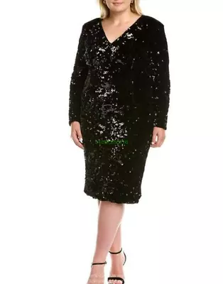 MARINA RINALDI Sequined Velvet Dress  Size MR 27 18W US 48 DE 56 IT • $128