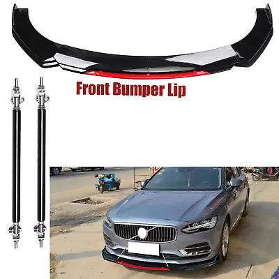 Front Bumper Lip Splitter Red For Volvo S40 S60 S80 Strut Rods Black Body Kit • $49.99