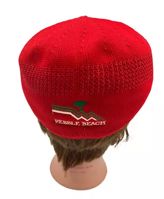 Vintage Pebble Beach Red Pageboy Newsboy Cabbie Golf Cap Kangol Style USA Made • $24.99