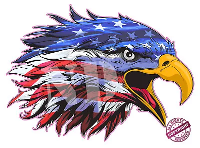 Screaming American Flag Eagle Head Decal Large 24   • $25.95