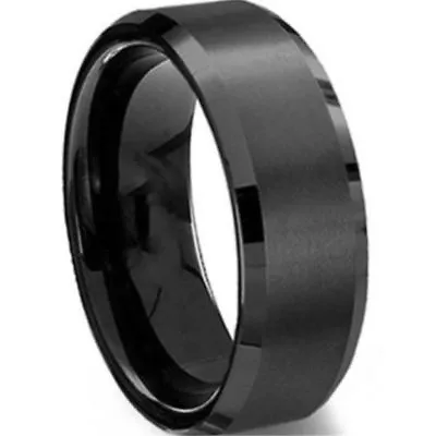 8MM Stainless Steel Ring Band Titanium Black Men's SZ 6 To 12 Wedding Rings • $4.99