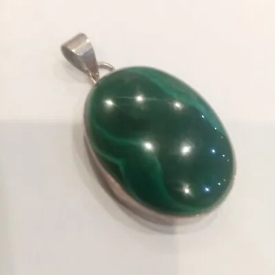  Beautiful Vintage Malachite Silver Pendant • £9.75