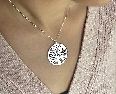 Personalised 925 Sterling Silver Family Tree Name Necklace  Tree Of Life 36mm • £24.50