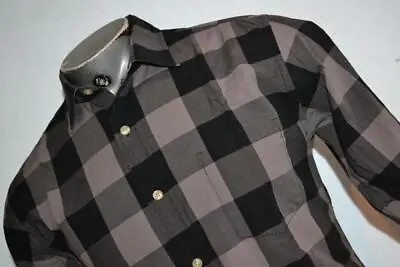 32483 J.Crew Shirt Tailored Fit Black Gray Plaid Cotton Size Medium Mens • $20.99