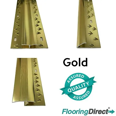 Shiny Gold Carpet Tile Laminate Threshold Metal Cover Strip - Flooring Door Bar • £6.94